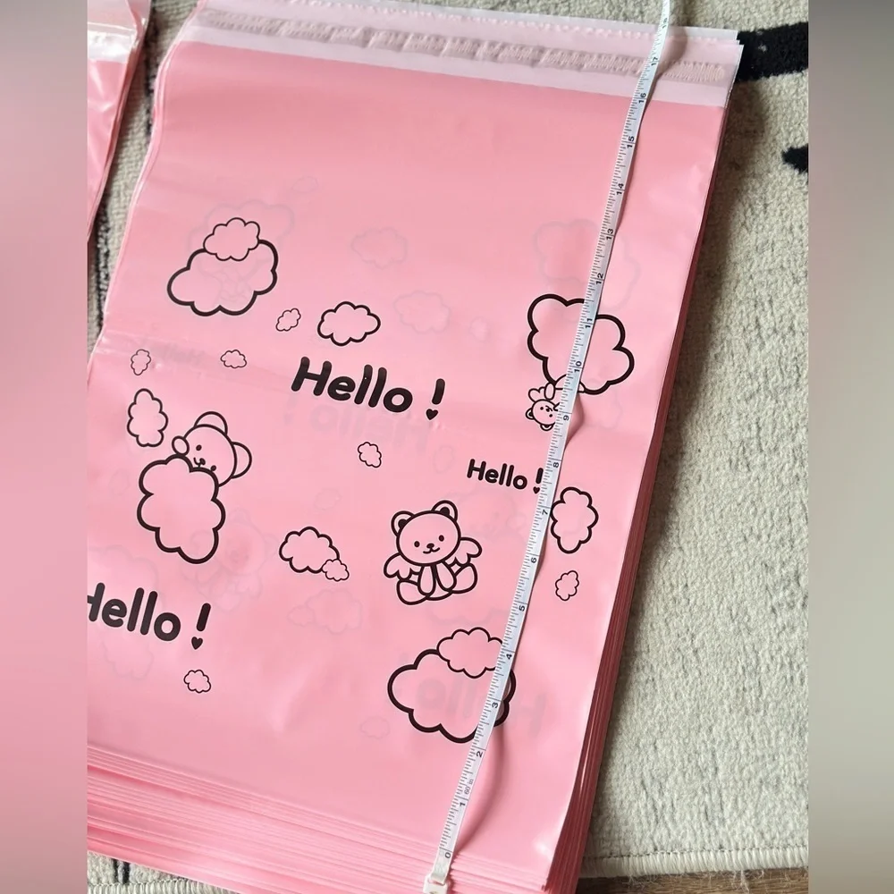 Pink Bear”Hello!” 100PCS *Poly Mailers 12.75x16+1.8 Inch.